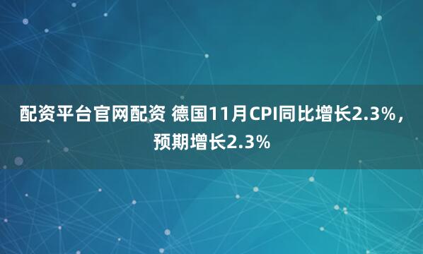 配资平台官网配资 德国11月CPI同比增长2.3%，预期增长2.3%